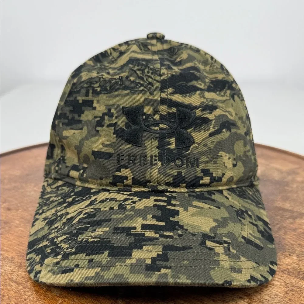 Under Armour Hat Freedom Green Black Camouflage Baseball Cap Free Fit Adjustable